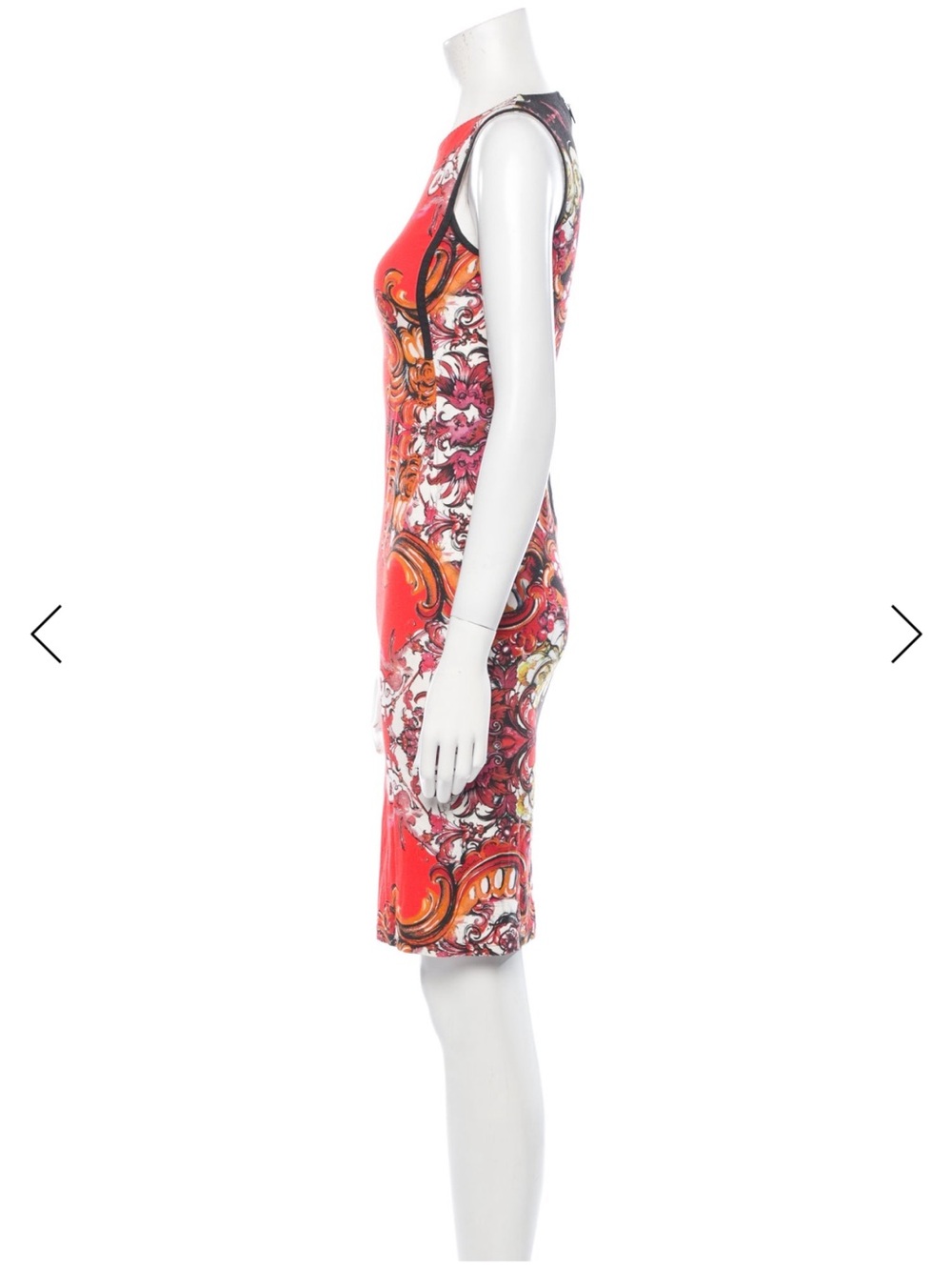 Roberto Cavalli Bodycon Sheath Dress Orange Baroque Print Size 8 Designer Luxury - Picture 11 of 12